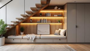 Optimiser l&rsquo;espace : idées ingénieuses d&rsquo;aménagement sous escalier