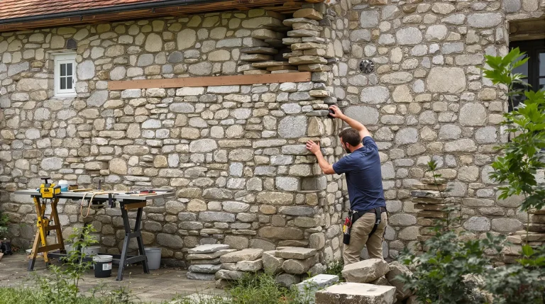 consolider un mur en pierre qui penche