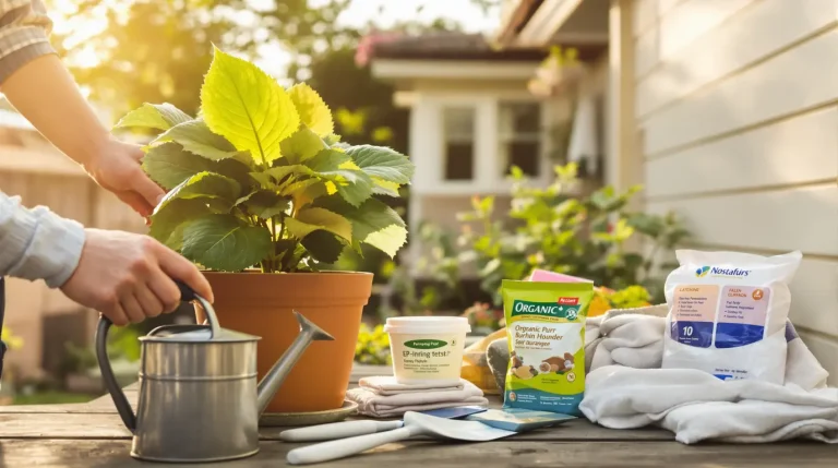 hortensia feuillage jaune